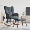 Image de vidaXL Chaise à bascule avec repose-pied Gris foncé Velours328151