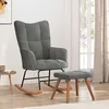 Image de vidaXL Chaise Ã  bascule avec repose-pied Gris foncÃ© Velours