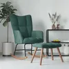 Image de vidaXL Chaise à bascule avec repose-pied Vert foncé Velours328152