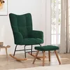 Image de vidaXL Chaise Ã  bascule avec repose-pied Vert foncÃ© Velours