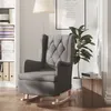 Image de vidaXL Fauteuil avec pieds Ã  bascule en bois d'hÃ©vÃ©a Gris clair Tissu