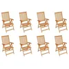 Image de vidaXL Chaises inclinables de jardin lot de 8 Bois de teck solide