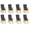 Image de vidaXL Chaises inclinables de jardin et coussins lot de 8 Teck solide