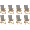 Image de vidaXL Vidaxl Chaises Inclinables De Jardin Avec Coussins 8 Pcs Teck Solide