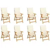 Image de vidaXL Chaises inclinables de jardin et coussins lot de 8 Teck solide