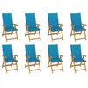 Image de vidaXL Chaises inclinables de jardin et coussins lot de 8 Teck solide