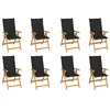 Image de vidaXL Chaises inclinables de jardin et coussins lot de 8 Teck solide