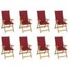 Image de vidaXL Chaises inclinables de jardin et coussins lot de 8 Teck solide3072550
