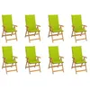 Image de Vidaxl Chaises Inclinables De Jardin Et Coussins Lot De 8 Teck Solide
