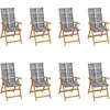 Image de vidaXL Vidaxl Chaises Inclinables De Jardin Et Coussins Lot De 8 Teck Solide