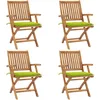 Image de vidaXL Vidaxl Chaises Pliables De Jardin Avec Coussins 4 Pcs Teck Solide