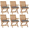 Image de vidaXL Vidaxl Chaises Pliables De Jardin Avec Coussins 6 Pcs Bois De Teck