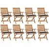 Image de vidaXL Vidaxl Chaises Pliables De Jardin Avec Coussins 8 Pcs Teck Solide