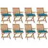 Image de vidaXL Vidaxl Chaises Pliables De Jardin Avec Coussins 8 Pcs Teck Solide