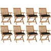 Image de vidaXL Vidaxl Chaises Pliables De Jardin Avec Coussins 8 Pcs Teck Solide