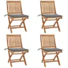 Image de vidaXL Vidaxl Chaises Pliables De Jardin Avec Coussins 4 Pcs Teck Solide