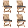 Image de Vidaxl Chaises Pliables De Jardin Avec Coussins 4 Pcs Teck Solide