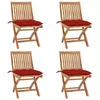 Image de Vidaxl Chaises Pliables De Jardin Avec Coussins 4 Pcs Teck Solide