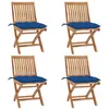 Image de vidaXL Chaises pliables de jardin avec coussins lot de 4 Teck solide
