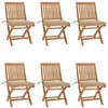 Image de vidaXL Chaises pliables de jardin avec coussins lot de 6 Bois de teck