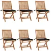 Image de vidaXL Chaises pliables de jardin avec coussins lot de 6 Bois de teck