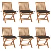 Image de Vidaxl Chaises Pliables De Jardin Avec Coussins 6 Pcs Bois De Teck