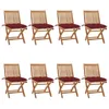 Image de Vidaxl Chaises Pliables De Jardin Avec Coussins 8 Pcs Teck Solide