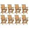 Image de vidaXL Chaises de jardin avec coussins gris lot de 8 Bois teck massif