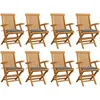 Image de Vidaxl Chaises De Jardin Avec Coussins Gris Lot De 8 Bois Teck Massif