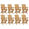 Image de vidaXL Chaises de jardin avec coussins beige lot de 8 Bois teck massif
