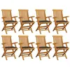 Image de vidaXL Chaises de jardin avec coussins taupe 8 pcs Bois de teck massif