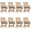 Image de vidaXL Vidaxl Chaises De Jardin Avec Coussins Gris 8 Pcs Bois De Teck Massif