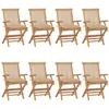 Image de vidaXL Chaises de jardin avec coussins beige lot de 8 Bois teck massif