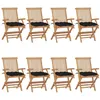 Image de vidaXL Chaises de jardin avec coussins noir lot de 8 Bois teck massif3072911