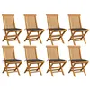 Image de vidaXL Chaises de jardin avec coussins anthracite lot de 8 Teck massif