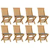 Image de vidaXL Chaises de jardin et coussins gris lot de 8 Bois de teck massif3072918