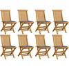 Image de vidaXL Vidaxl Chaises De Jardin Et Coussins Gris Lot De 8 Bois De Teck Massif
