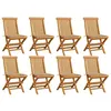 Image de vidaXL Chaises de jardin et coussins beige lot de 8 Bois teck massif