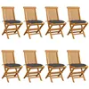 Image de vidaXL Chaises de jardin avec coussins anthracite lot de 8 Teck massif