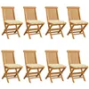 Image de vidaXL Chaises de jardin et coussins blanc crème lot de 8 Teck massif