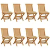 Image de vidaXL Chaises de jardin et coussins beige lot de 8 Bois teck massif