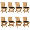 Image de vidaXL Chaises de jardin et coussins noir lot de 8 Bois de teck massif3072939