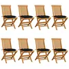 Image de Vidaxl Chaises De Jardin Avec Coussins Noir 8 Pcs Bois De Teck Massif