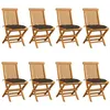 Image de vidaXL Chaises de jardin et coussins taupe lot de 8 Bois teck massif
