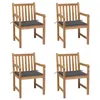 Image de vidaXL Chaises de jardin lot de 4 avec coussins anthracite Teck solide3073004