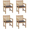 Image de Vidaxl Chaises De Jardin 4 Pcs Avec Coussins Anthracite Teck Solide