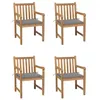 Image de vidaXL Chaises de jardin lot de 4 et coussins gris Bois de teck solide