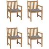 Image de vidaXL Vidaxl Chaises De Jardin 4 Pcs Avec Coussins Gris Bois De Teck Solide