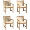 Image de vidaXL Vidaxl Chaises De Jardin 4 Pcs Avec Coussins Crème Bois De Teck Solide
