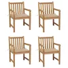 Image de vidaXL Chaises de jardin lot de 4 et coussins beige bois teck solide